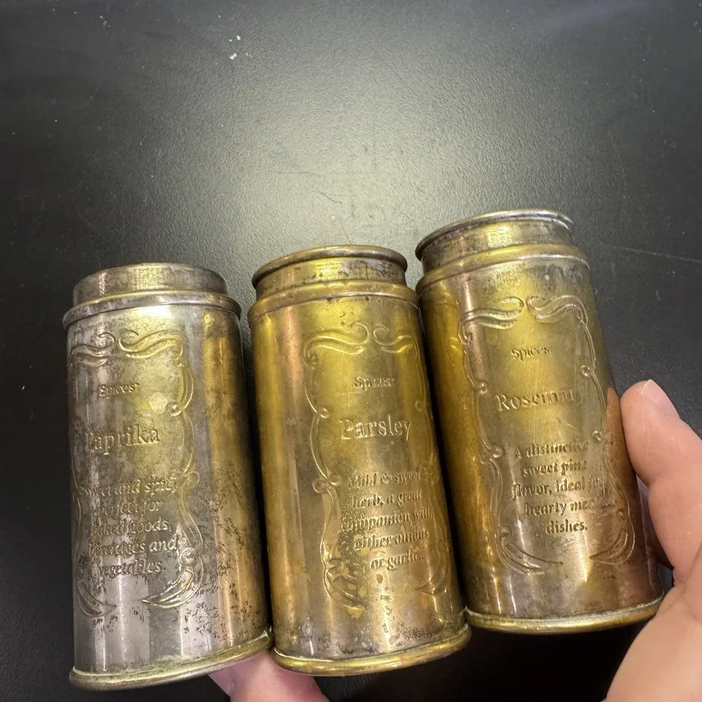 Lot Of 3 Antique  1920's Schilling Spices  Round Metal Tins Only 2‎ Have Lid